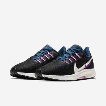 Nike Air Zoom Pegasus 36 - Női Futócipő - Fekete/Kék/Lila/Fehér